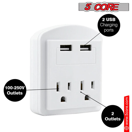 Portable 5 Core international charger for phones, tablets, and electronics