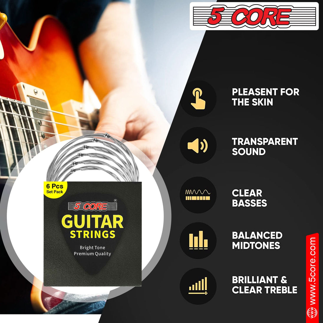 5 Core Electric Guitar Strings for 6 String Guitars Nickel Plated Steel Cuerdas Para Guitarra