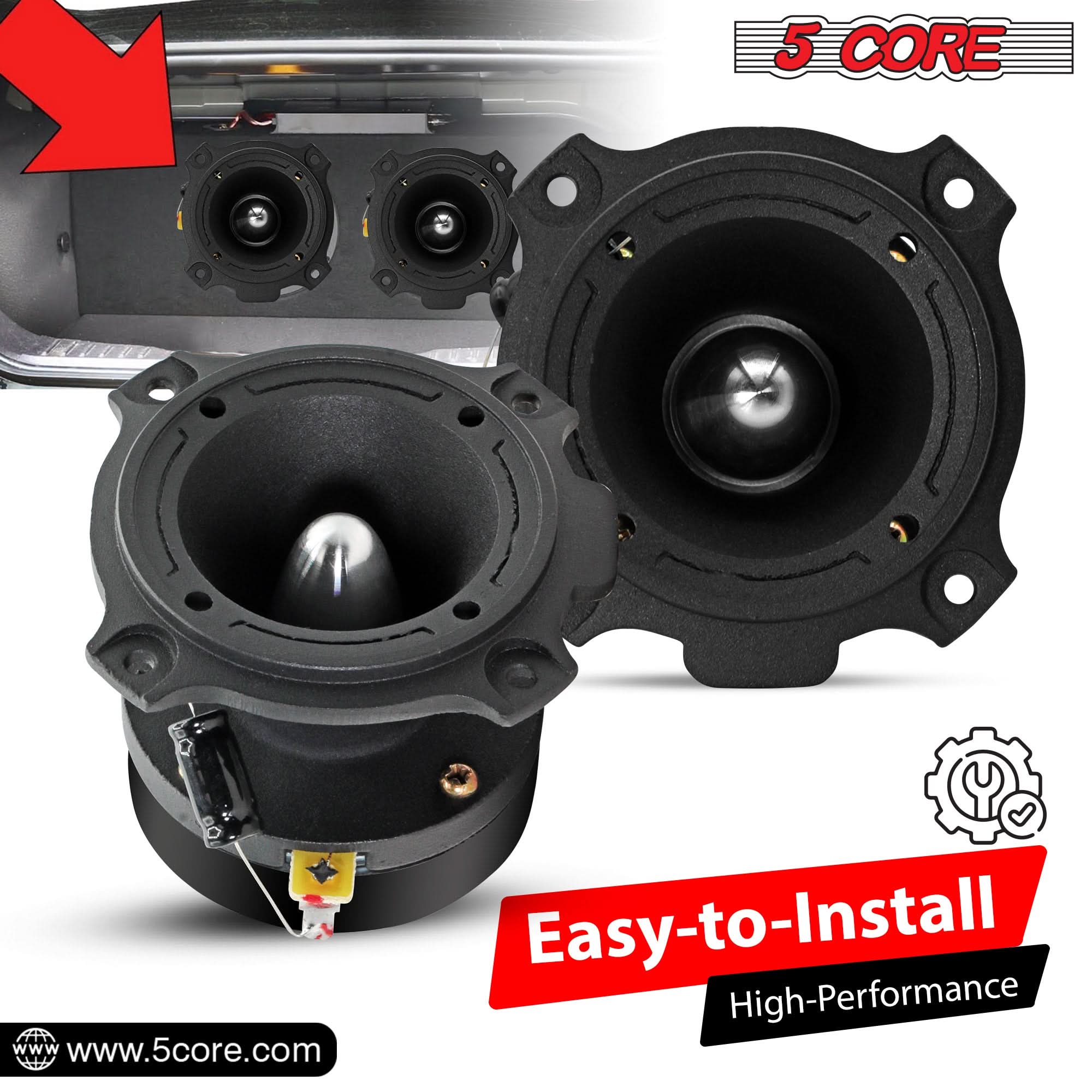 5 Core 6.5 Inch Car Door Speaker 580W PMPO w Tweeters - 5 Core