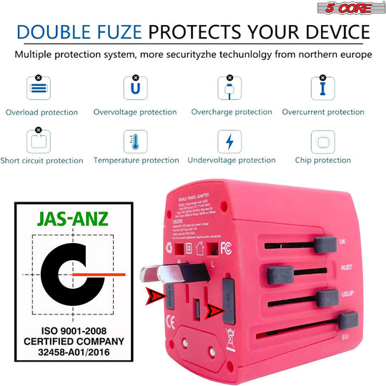 Worldwide power adapter with red finish