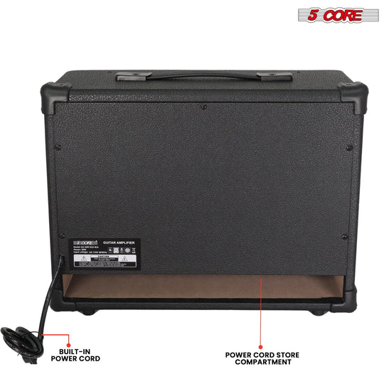 5 Core Guitar Amp 50 Watt  Electric Amplifier w Built in 8" Speaker Portable Mini Amps w Aux