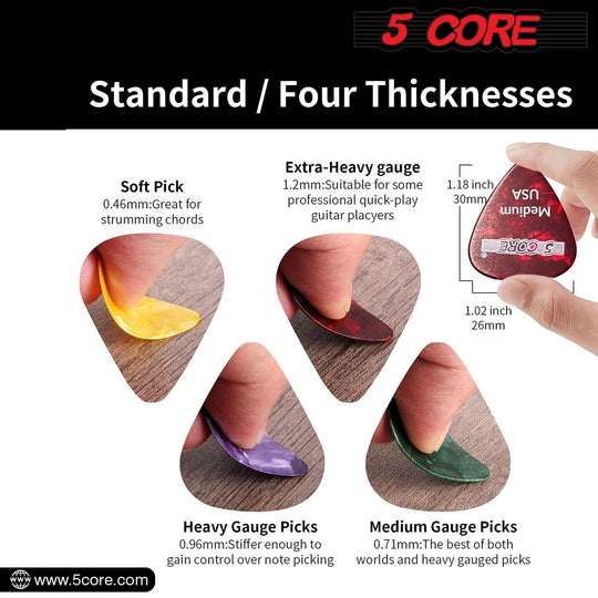 Medium purple guitar picks 0.71mm celluloid by 5Core for balanced tone