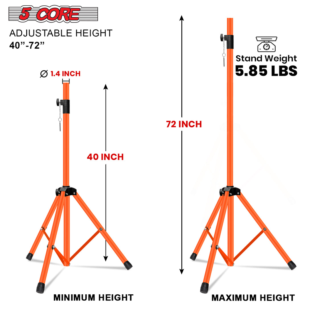 Top view of 5Core studio monitor stand with foldable tripod legs