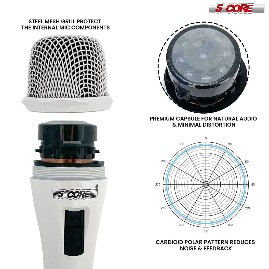 5Core XLR Microphone Dynamic Mic Karaoke Singing Studio Mics Handheld Microfono