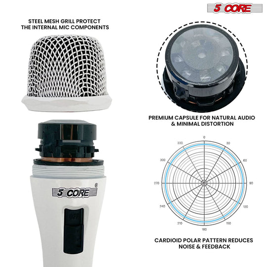 5Core XLR Microphone Dynamic Mic Karaoke Singing Studio Mics Handheld Microfono