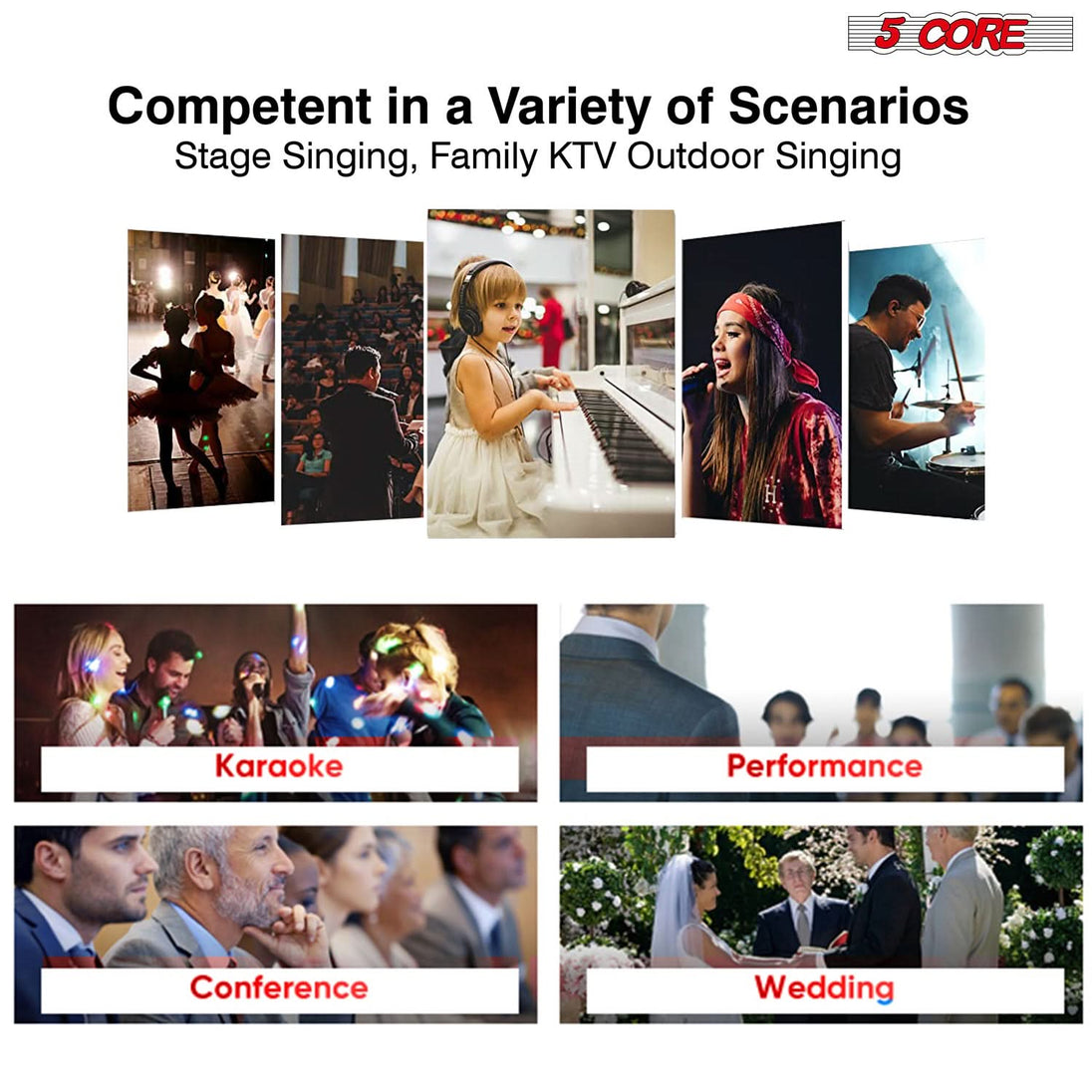 5Core XLR Microphone Dynamic Mic Karaoke Singing Studio Mics Handheld Microfono