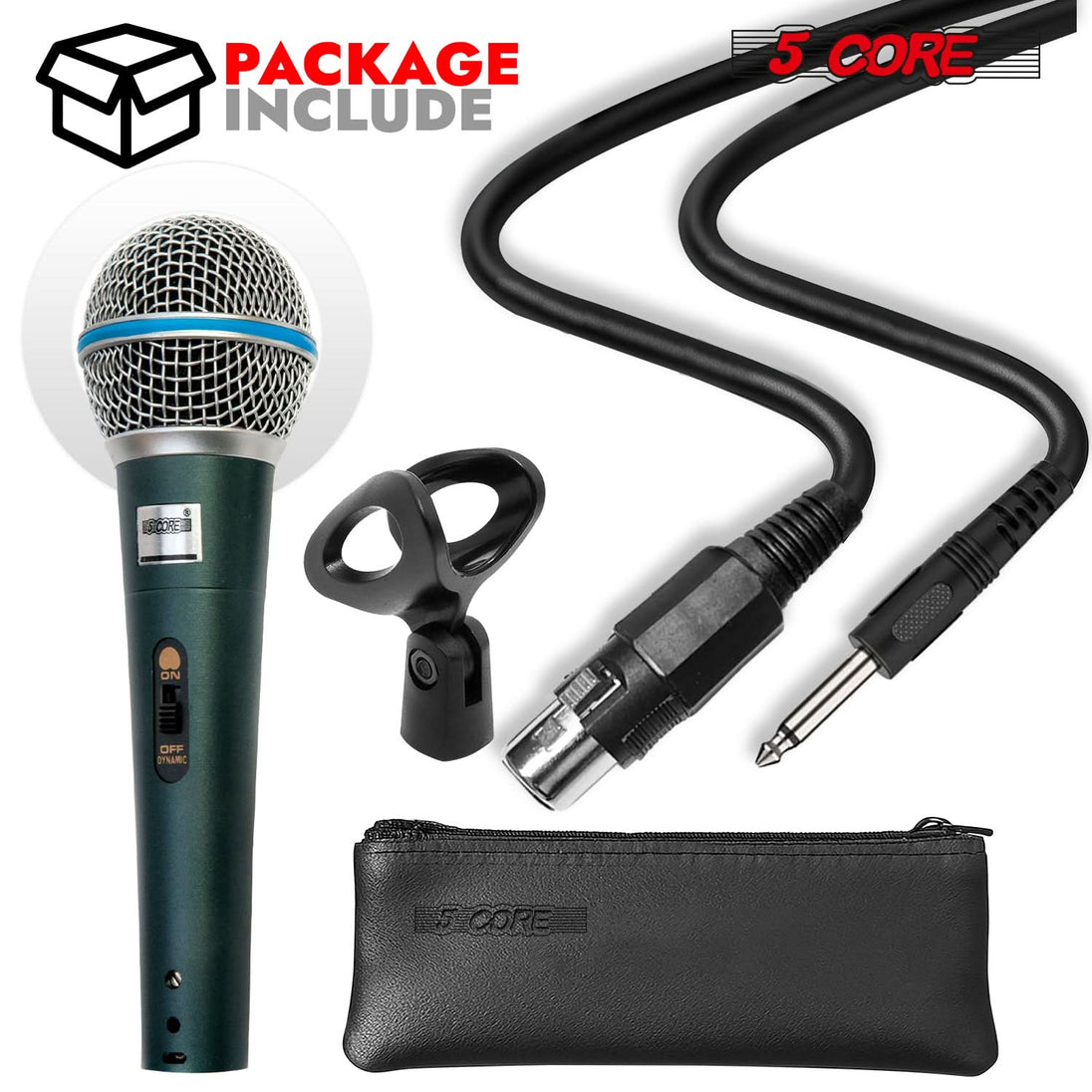 5 Core Microphone 2Pc Dynamic Karaoke XLR Mic Cardioid Unidirectional Handheld Wired Microfono
