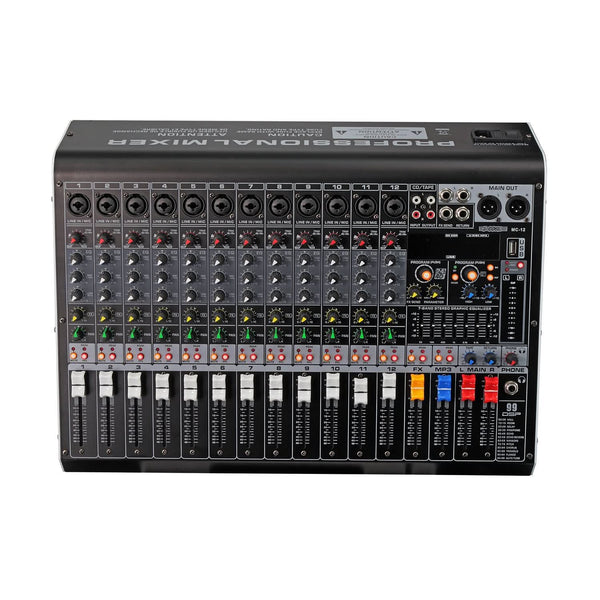 Compact 12-channel audio mixer with Bluetooth connectivity