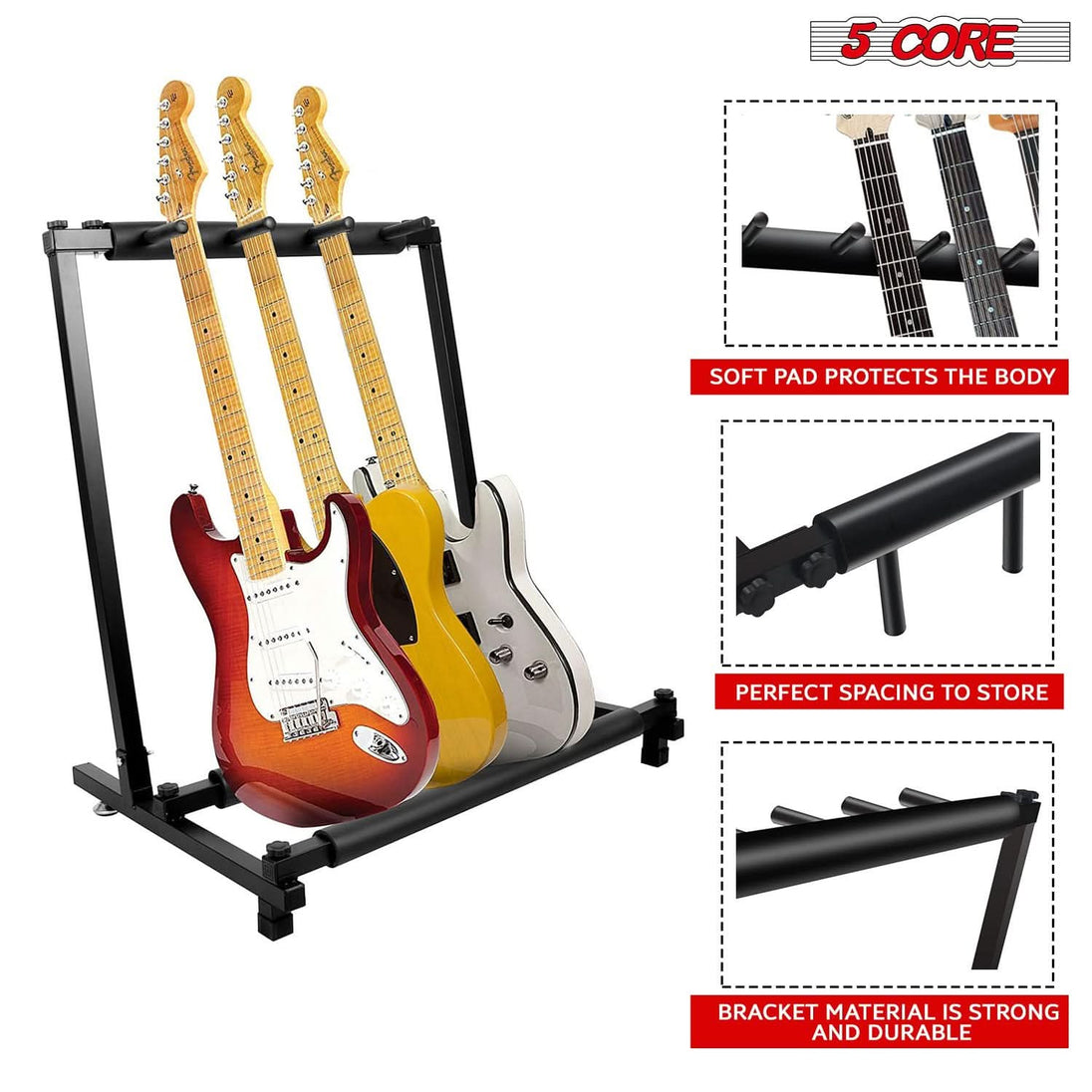Supporto Per Chitarra EASTROCK In Legno Massiccio - Per Chitarra Elettrica/acustica E Basso, Stabile, Pieghevole, Colore Noce