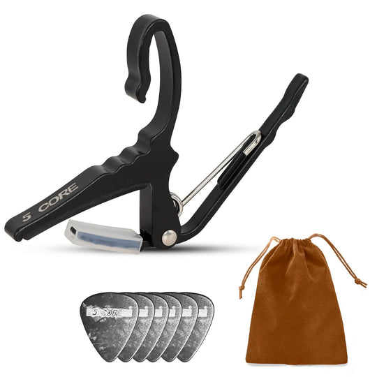 5Core aluminum guitar capo with strong tension spring for perfect grip