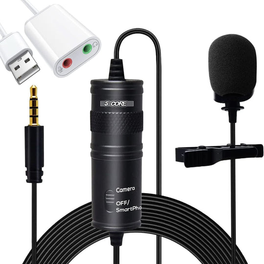 Lavalier microphone with cable and adapter