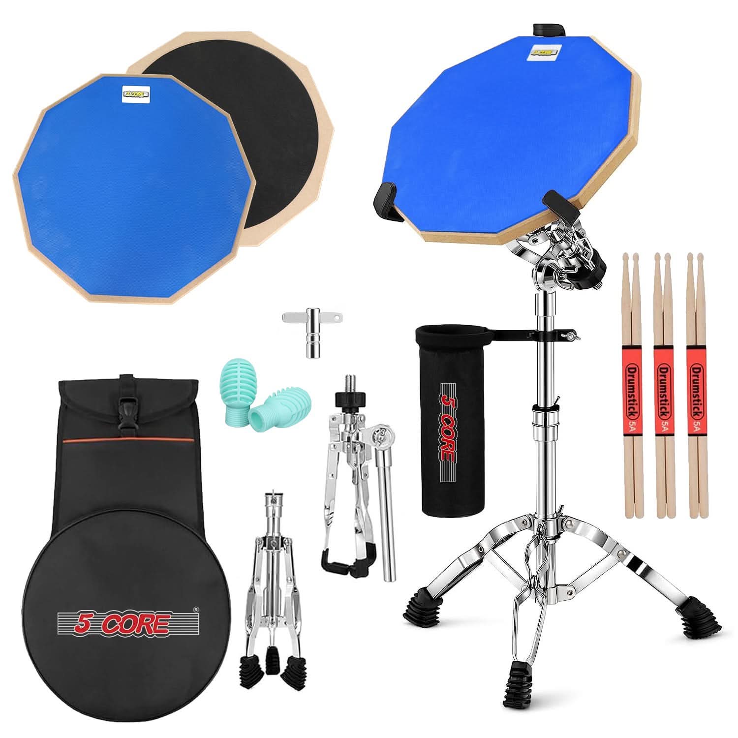 Drum Practice Pad Stand Kit Double Sided Snare Drummers Set