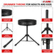 Professional drum throne with cushioned seat and sturdy base for drummers. Adjustable height for comfort and stability.