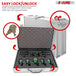 Drum mic set with a secure lock/unlock carry case for easy transport and storage.
