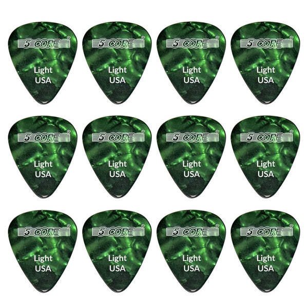 5Core green 0.46mm light celluloid guitar picks for electric acoustic bass guitars
