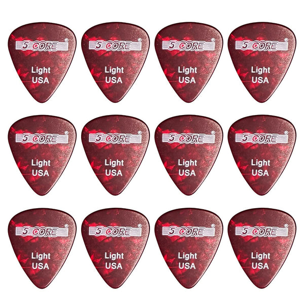 5Core red 0.46mm light guitar picks celluloid for acoustic electric and bass