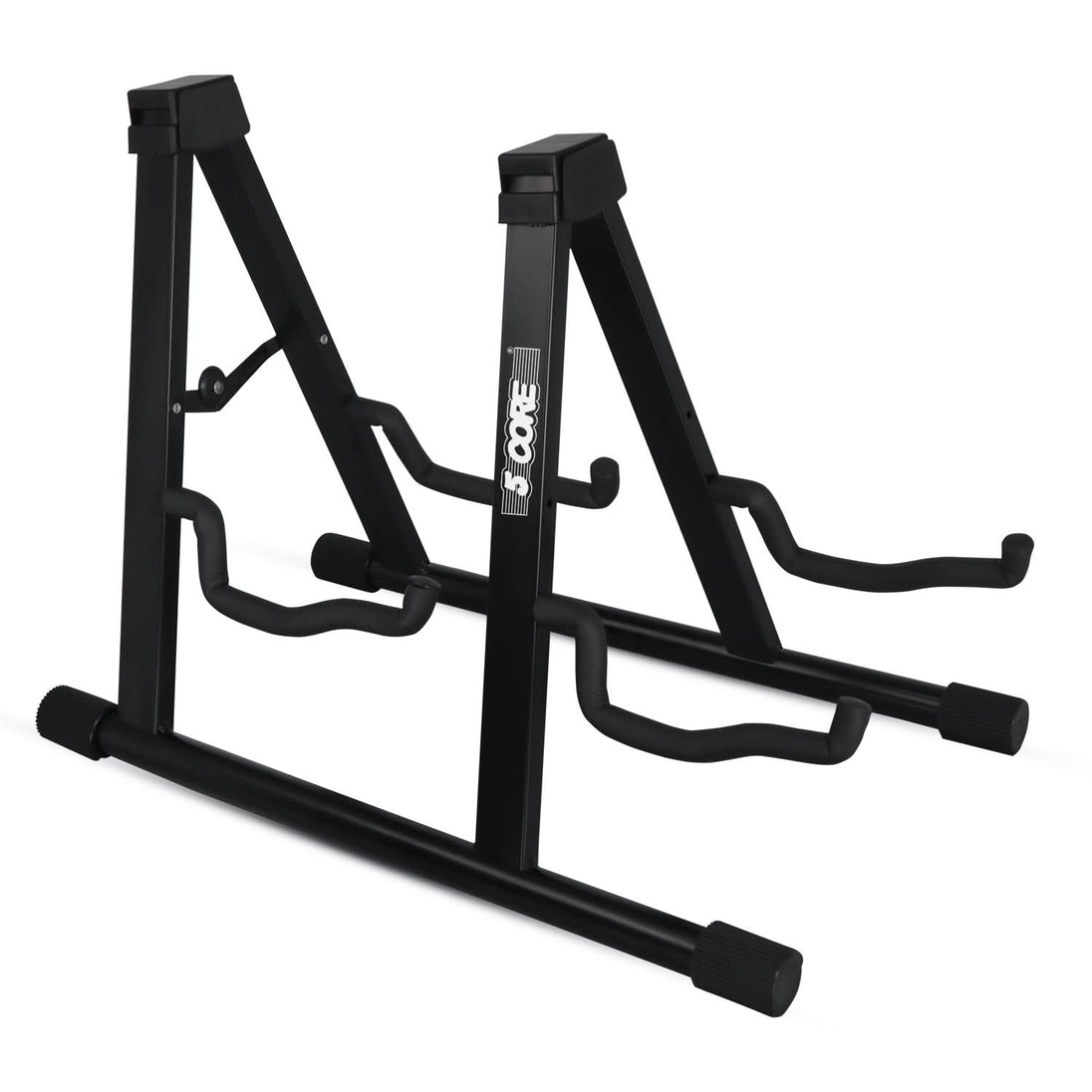 5 Core Double Guitar Stand A Frame Shape w Foam Arms Supports Acoustic Electric Bass Ukulele Banjo