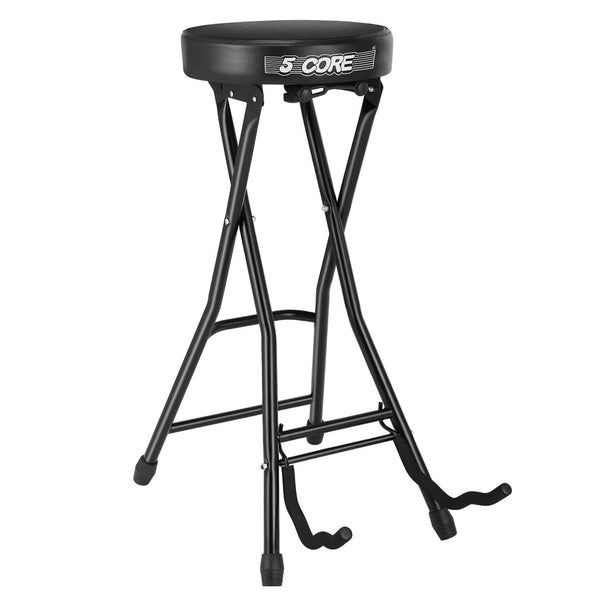 5Core guitar stool with padded seat and built-in guitar holder