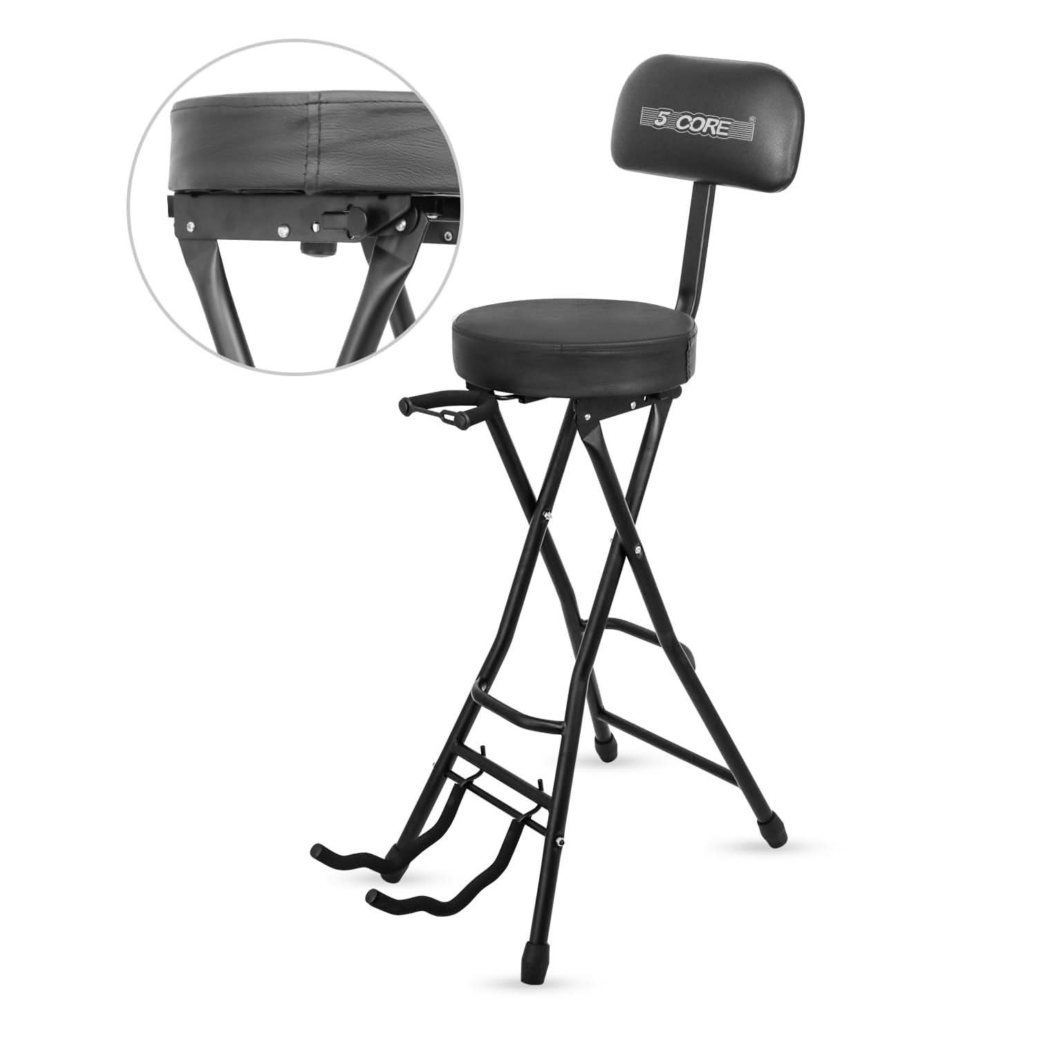 Guitar Stool With Backrest Built In Foot Rest and Guitar Holder