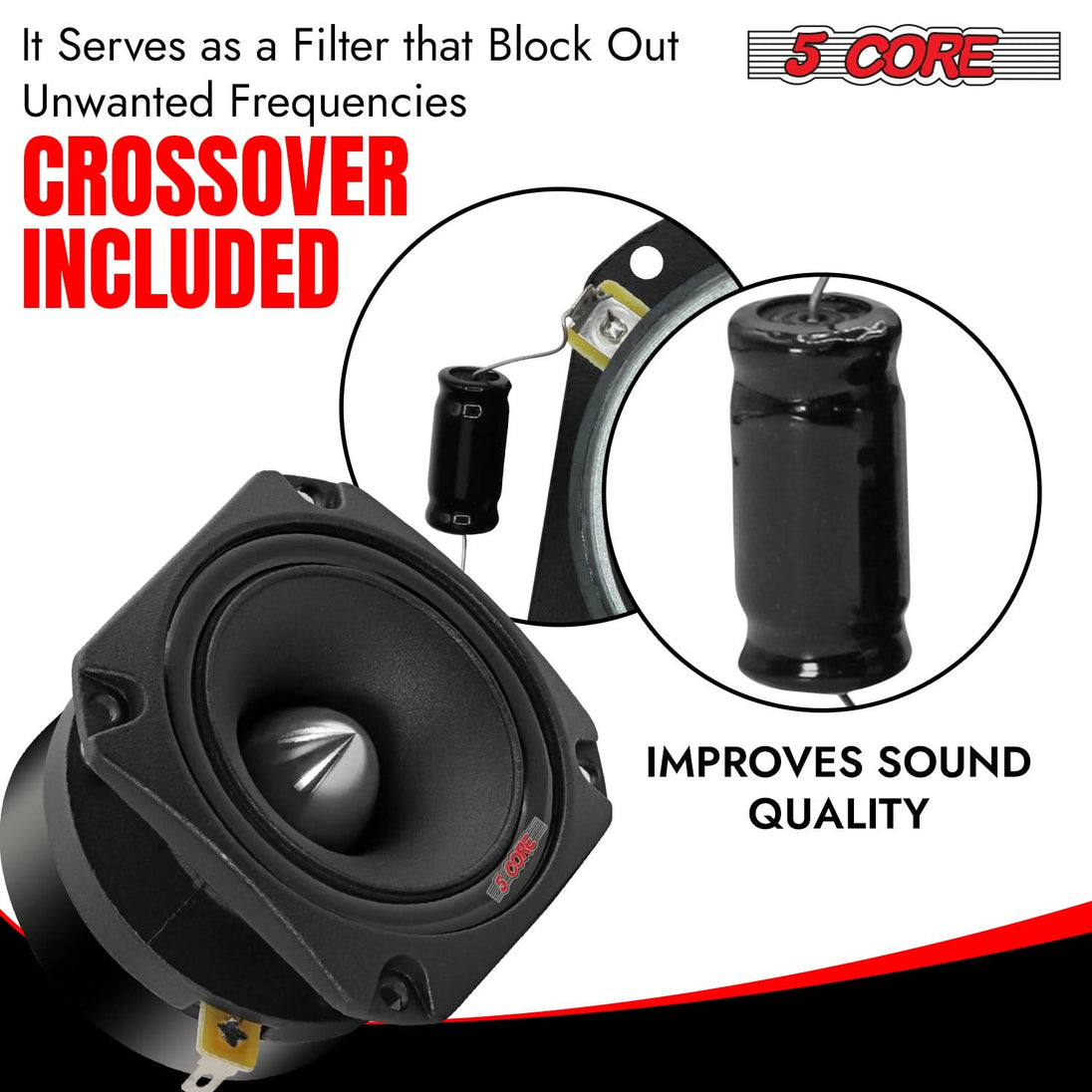 Tweeter Woofer Sub 80W 4K- 25KHz Inch Square Shape With High