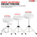 Drum stool with adjustable height, allowing drummers to find their perfect playing position easily.