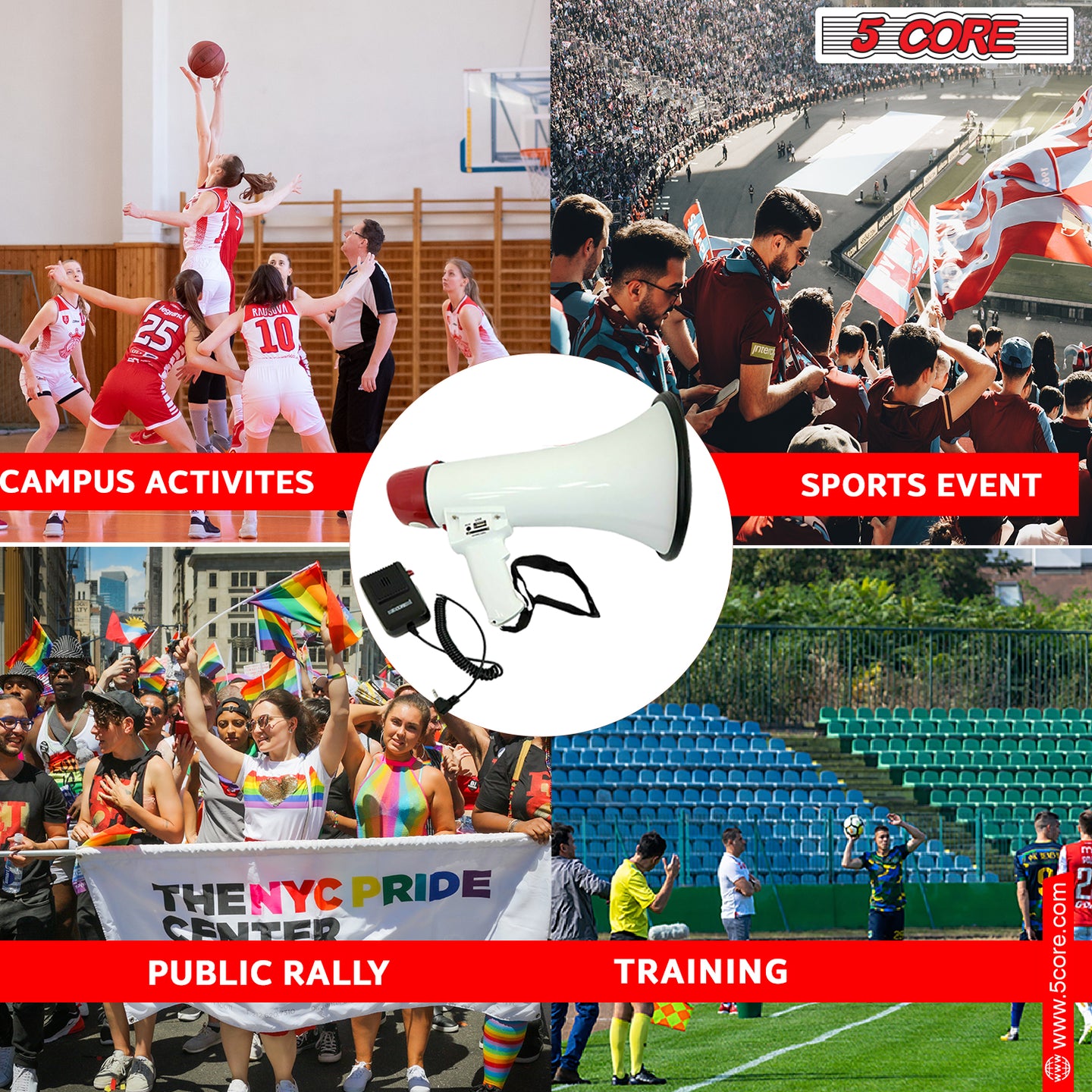 Ideal bullhorn for campus activities, sports events, rallies, and training, ensuring loud and clear communication.