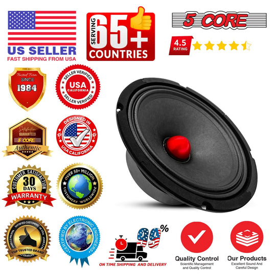 5 Core 8" Subwoofer Speaker Pair 500W Mid Range PA DJ Audio Sub Woofer 8Ohm Bass Replacement Driver