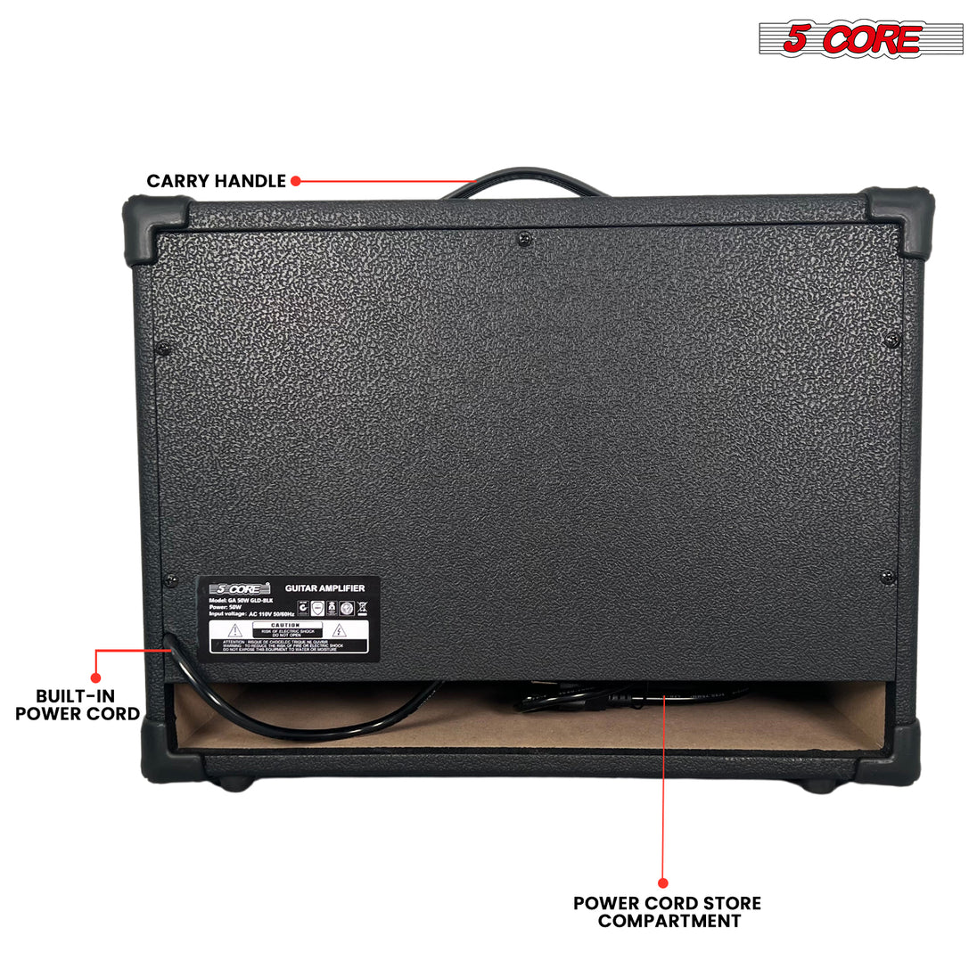 Built in power cord compartment