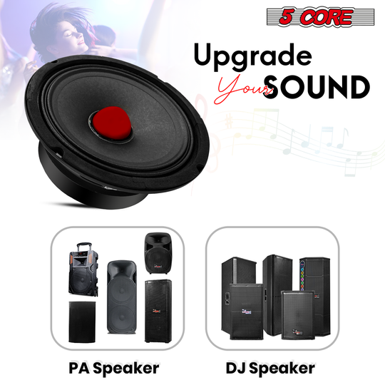 5Core 6.5" Subwoofer Speaker Pair 360W Mid Range PA DJ Audio Sub Woofer 8Ohm Bass Replacement Driver