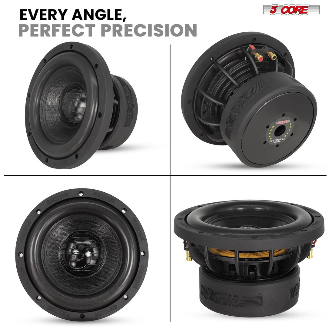 5 Core 6.5" Subwoofer Dual 4 Ohm 1000W Max Replacement Car Audio Loud Speaker Component Sub Woofer