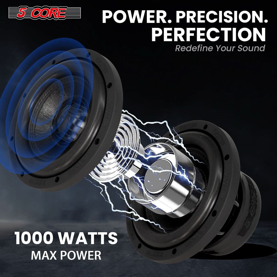 5 Core 8 Inch Subwoofer Dual 2 Ohm 1000W Car Replacement Loud Audio Speaker Component Sub Woofer