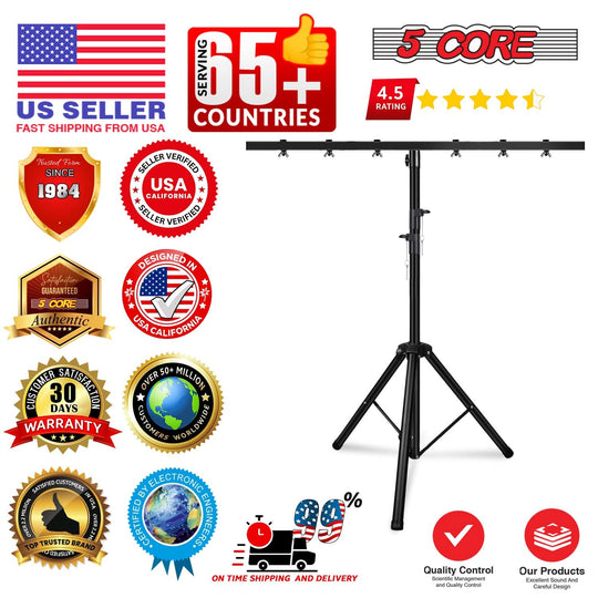 5Core DJ Light Stand Stage Lighting Truss System Height Adjustable 39 to 100" Heavy Duty T bar Mount