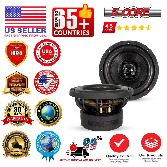 5 Core 8 Inch Subwoofer Dual 4 Ohm 1000W Car Replacement Loud Audio Speaker Sub Woofer for Deep Bass
