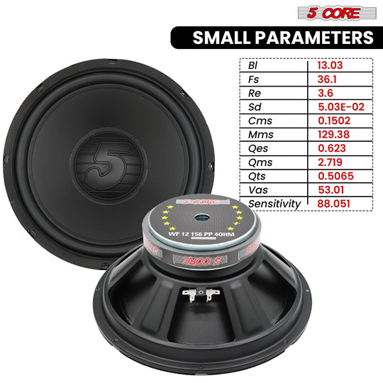 5 Core 15 Inch Car Woofer Audio Pair 1000W Combined 4Ohm Deep Bass Replacement Subwoofer Speaker