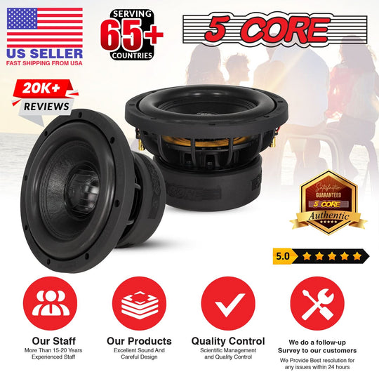 Efficient and responsive 8 inch 5Core subwoofer for vehicle sound systems