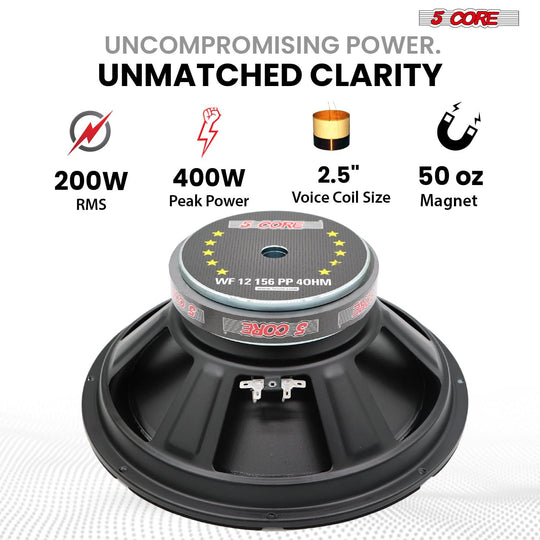 5 Core 15 Inch Car Woofer Audio Pair 1000W Combined 4Ohm Deep Bass Replacement Subwoofer Speaker