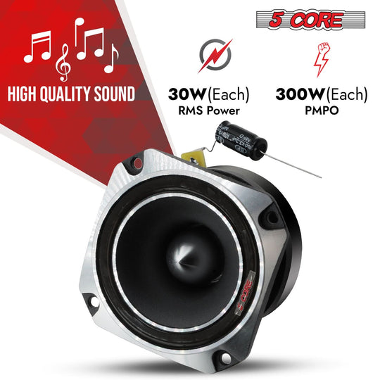 High-powered 5Core car tweeter pair with 600W peak output
