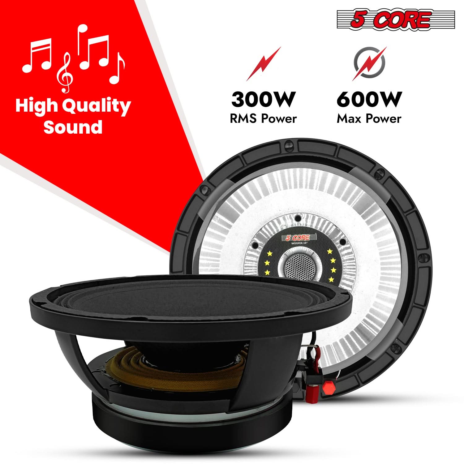 朧 5kg Subwoofer 10 Inch Replacement Speaker 600w Max Power 8 Ohm