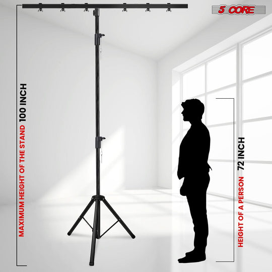 5Core DJ Light Stand Stage Lighting Truss System Height Adjustable 39 to 100" Heavy Duty T bar Mount