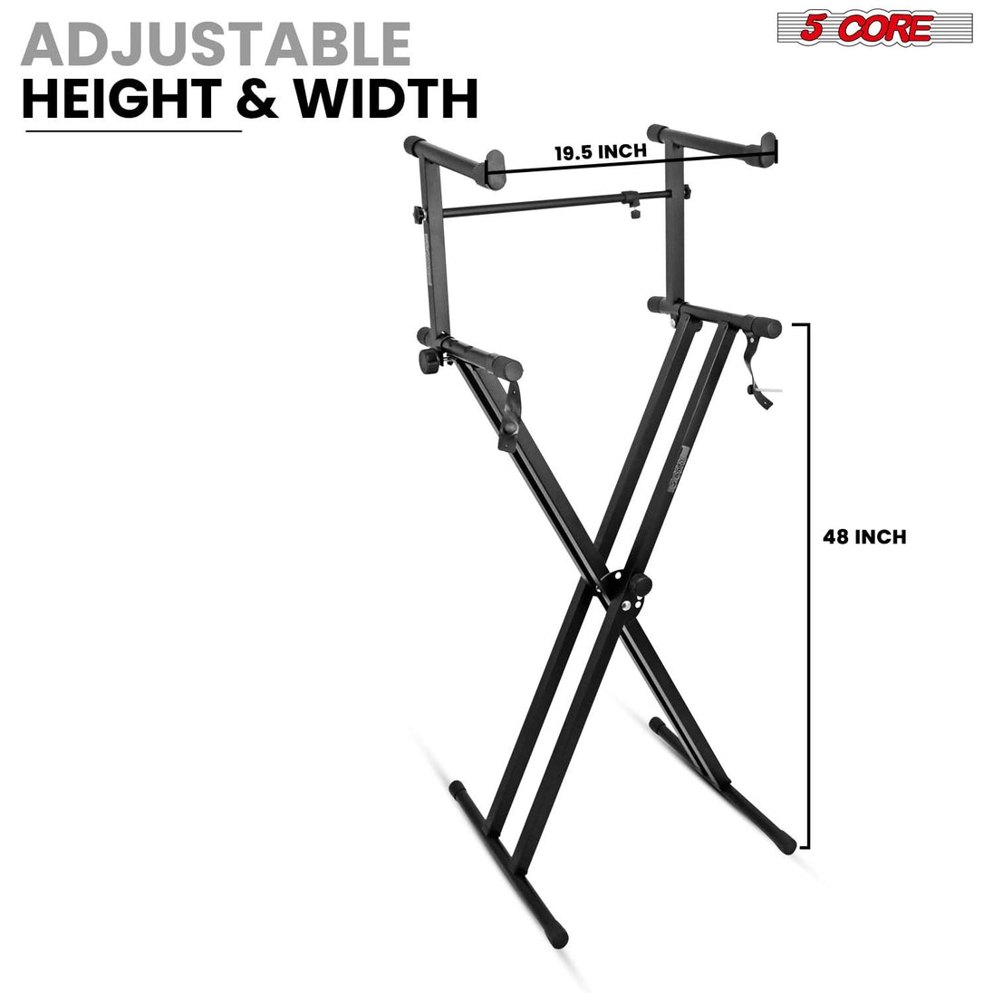 5 Core Keyboard Stand 2 Tier Doubled X Shape Adjustable Heavy Duty Key Board DJ Controller Stands