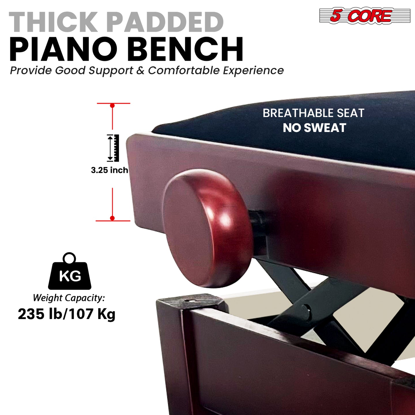height adjustable piano bench