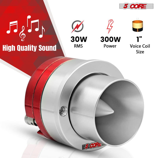 5Core Super Tweeter 1 Inch  Neodymium 300W Compression Titanium Bullet Tweeters w Aluminum Frame