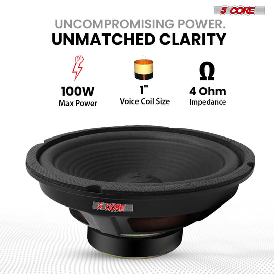 5 Core 8 Inch Car Woofer Audio 500W 4Ohm Deep Bass Subwoofer CCAW Voice Coil Component Loud Speaker
