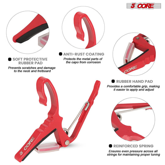 Universal guitar capo by 5Core compatible with acoustic and electric guitars