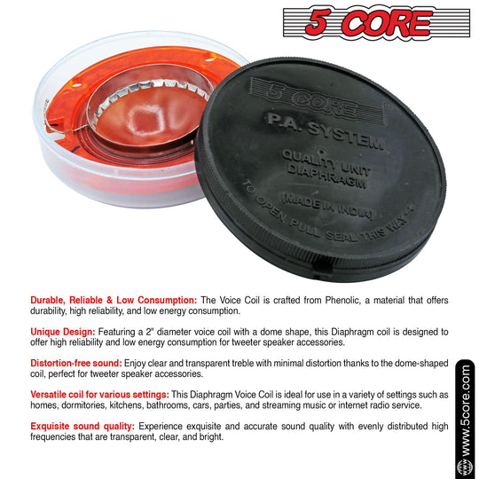 5Core 2" Replacement Phenolic Tweeter Diaphragm Voice Coil High Pitch Horn