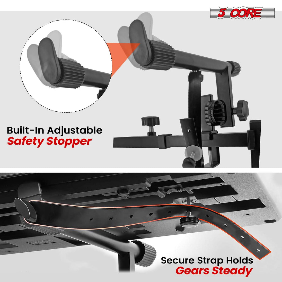 5 Core 2 Tier Keyboard Stand Attachment Adjustable for 54, 88 Electric Digital Piano Stands Adapter