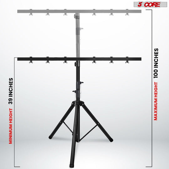 5Core DJ Light Stand Stage Lighting Truss System Height Adjustable 39 to 100" Heavy Duty T bar Mount