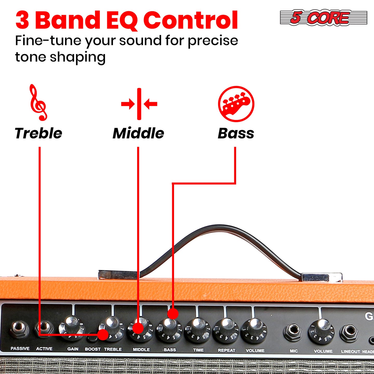 Portable 40W practice amp for guitar bass acoustic by 5 Core