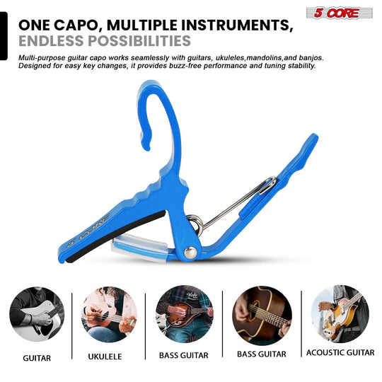 Easy-to-use 5Core capo for quick fret changes and smooth playability