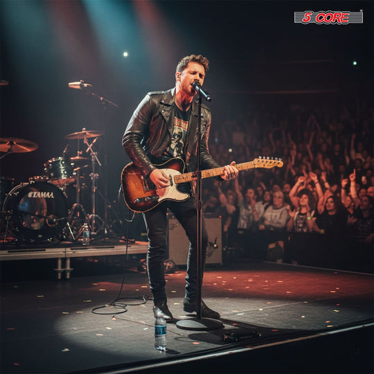 5 Core Microphone Stand 3 Level Height Adjustable 24-67" w Heavy Duty Round Base Floor Mic Stands